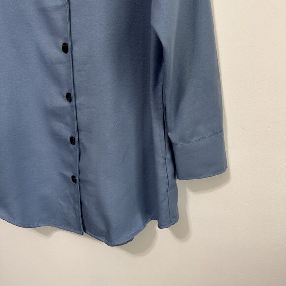 LuLaRoe Abigail Shacket Jacket M Blue Button Front Trendy Longline Travel NWOT - Picture 2 of 10